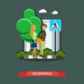 Crosswalk concept vector illustration, flat design.