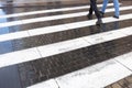 crosswalk, pedestrian crossing in the city, people cross the road along white zebra stripes Royalty Free Stock Photo