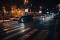 Crosswalk and pedestrian at modern city zebra
