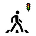 Crosswalk, pedestrian and traffic lights on a white background Royalty Free Stock Photo