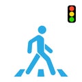 Crosswalk, pedestrian and traffic lights on a white background Royalty Free Stock Photo