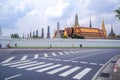 Crosswalk on road Have background Wat Phra Kaew