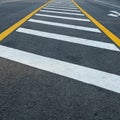 Crosswalk on the road for safety when people walking cross the street, Pedestrian crossing on a repaired asphalt road, Royalty Free Stock Photo