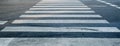 Crosswalk on the road for safety when people walking cross the street, Pedestrian crossing on a repaired asphalt road, Royalty Free Stock Photo