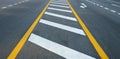 Crosswalk on the road for safety when people walking cross the street, Pedestrian crossing on a repaired asphalt road, Royalty Free Stock Photo