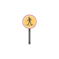 Crosswalk sign colored icon. Element of road signs and junctions icon for mobile concept and web apps. Colored Crosswalk sign can Royalty Free Stock Photo