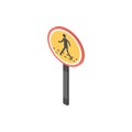 Crosswalk sign isometric icon. Element of color isometric road sign icon. Premium quality graphic design icon. Signs and Royalty Free Stock Photo