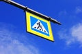 Crosswalk sign with a man figure for pedestrian crossing point Royalty Free Stock Photo