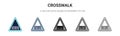 Crosswalk signal of triangular icon in filled, thin line, outline and stroke style. Vector illustration of two colored and black