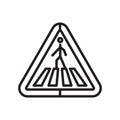 Crosswalk signal of triangular shape icon vector sign and symbol isolated on white background, Crosswalk signal of triangular