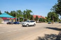 Crosswalk on street in Akhtyrskiy urban settlement Royalty Free Stock Photo