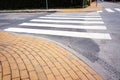 Crosswalk. White pedestrian crossing marking