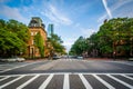 Crosswalks and intersection in Back Bay, Boston, Massachusetts.