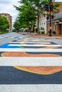 Painted pedestrian crosswalk downtown Spartanburg, South Carolina