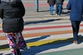 Crosswalks in Vienna near the town hall in rainbow colors Royalty Free Stock Photo