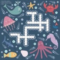Crossword for children about sea life