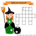 Crossword educational children game with answer. Halloween theme