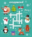 Crossword puzzle game of Christmas and New year theme. Edukational game