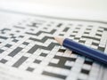 Crossword puzzle game and Pencil Royalty Free Stock Photo