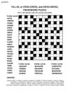 Crossword puzzle game of 15x15 size grid. Large print, quick style, criss-coss (or fill-in, else kriss-kross) .