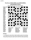 Crossword puzzle game of 15x15 size grid. Large print, quick style, criss-coss (or fill-in, else kriss-kross) .