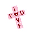 Crossword puzzle with the word - love you. to solve crossword puzzles.