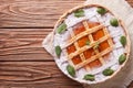 Crostata with apricot jam and mint horizontal top view Royalty Free Stock Photo