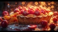 Recipe for a tasty rustic fruit crostata on a wooden table