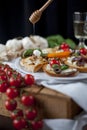 Traitional Italian Bruschetta with Gorgonzola, Fru Royalty Free Stock Photo