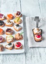 Crostini with different toppings