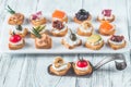 Crostini with different toppings