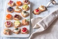 Crostini with different toppings