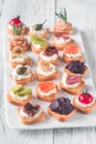 Crostini with different toppings