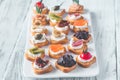 Crostini with different toppings