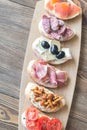 Crostini with different toppings