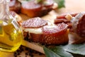 Crostini with salami Royalty Free Stock Photo