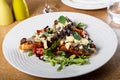 Crostini with sautÃÂ©ed forest mushrooms, garlic, basil and mozzarella.Traditional italian antipasti appetizer Royalty Free Stock Photo