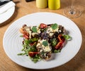 Crostini with sautÃÂ©ed forest mushrooms, garlic, basil and mozzarella.Traditional italian antipasti appetizer Royalty Free Stock Photo