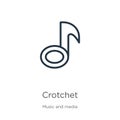 Crotchet icon. Thin linear crotchet outline icon isolated on white background from music and media collection. Line vector sign,