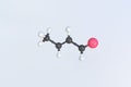 Crotonaldehyde molecule, isolated molecular model. 3D rendering Royalty Free Stock Photo