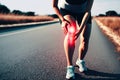 runner Expressing Knee Discomfort on the Roadside - Generative AI