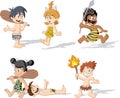 Croup of cartoon cavemen. Royalty Free Stock Photo