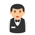 Croupier Avatar Flat Icon Isolated on White