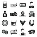 Croupier guy icons set, simple style