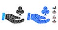 Croupier Hand Mosaic Icon of Circle Dots