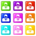 Croupier icons set 9 color collection