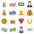 Croupier icons set flat vector isolated