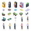 Croupier icons set, isometric style