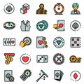 Croupier icons set, outline style