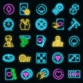 Croupier icons set vector neon